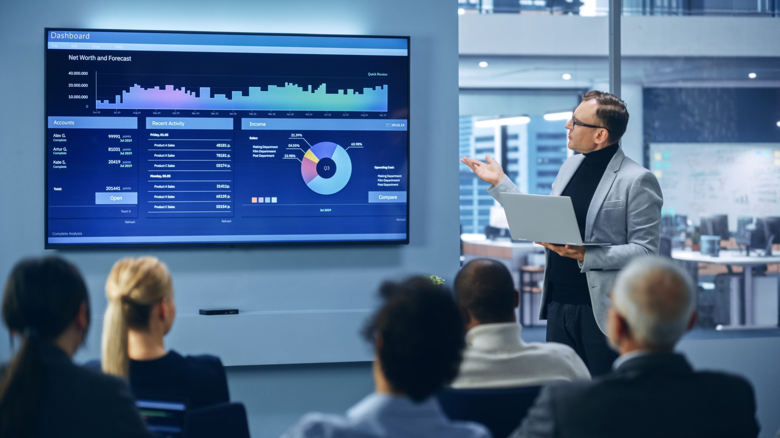 Modern,Product,Presentation,Event:,On-stage,Successful,Caucasian,Businessman,Speaker,Presents